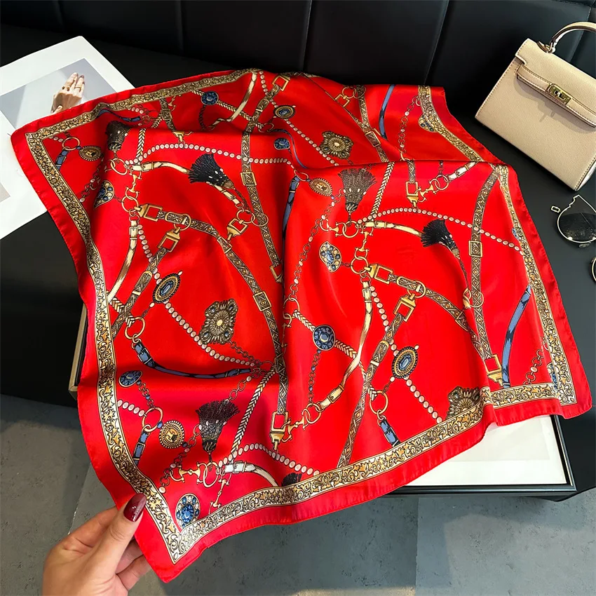 New Four Seasons Fashion Print Silk Square Scarf 70x70cm Fashionable Four Seasons Headband Luxury Sunscreen Shawl Bandannas