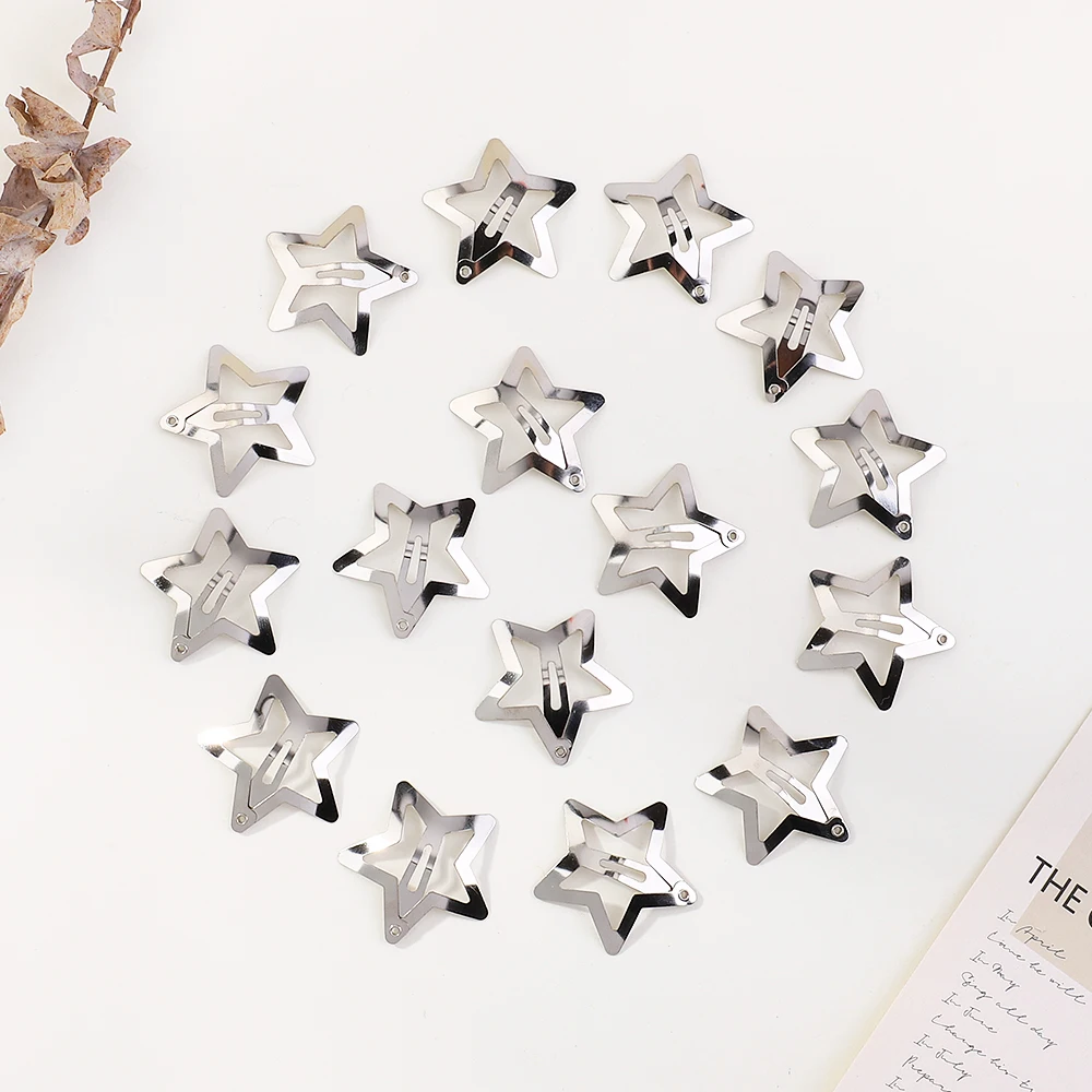 2/10Pcs Silver Star Y2K BB Hair Clips Women Grils Cute Metal Star Hair Clips Side Barrettes Hair Accessories Headwear