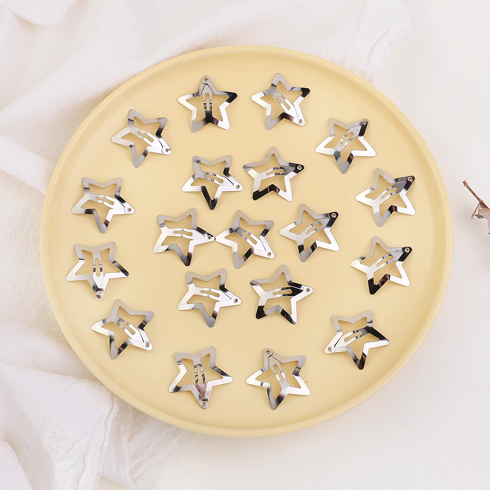 2/10Pcs Silver Star Y2K BB Hair Clips Women Grils Cute Metal Star Hair Clips Side Barrettes Hair Accessories Headwear