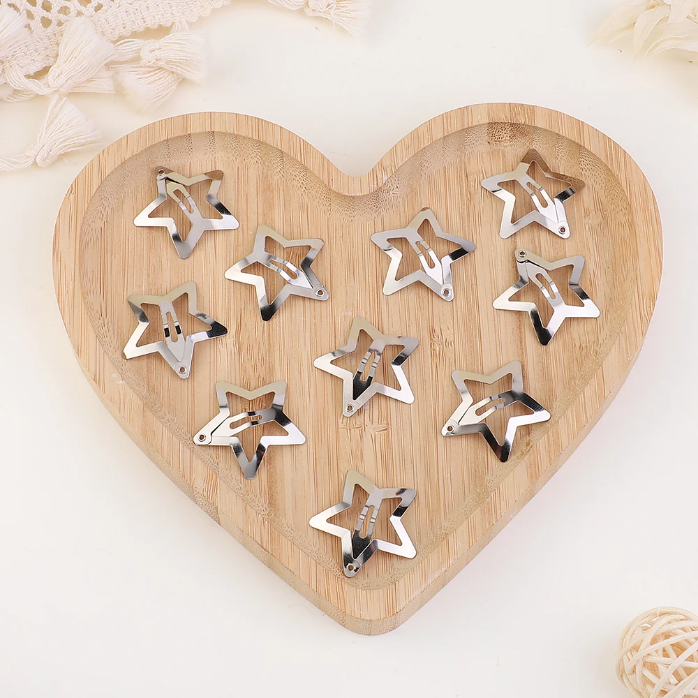 2/10Pcs Silver Star Y2K BB Hair Clips Women Grils Cute Metal Star Hair Clips Side Barrettes Hair Accessories Headwear
