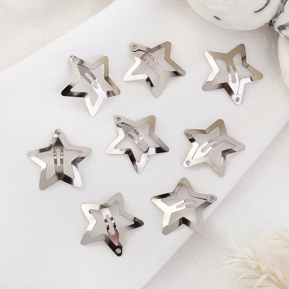 2/10Pcs Silver Star Y2K BB Hair Clips Women Grils Cute Metal Star Hair Clips Side Barrettes Hair Accessories Headwear