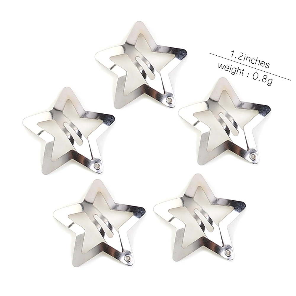 2/10Pcs Silver Star Y2K BB Hair Clips Women Grils Cute Metal Star Hair Clips Side Barrettes Hair Accessories Headwear
