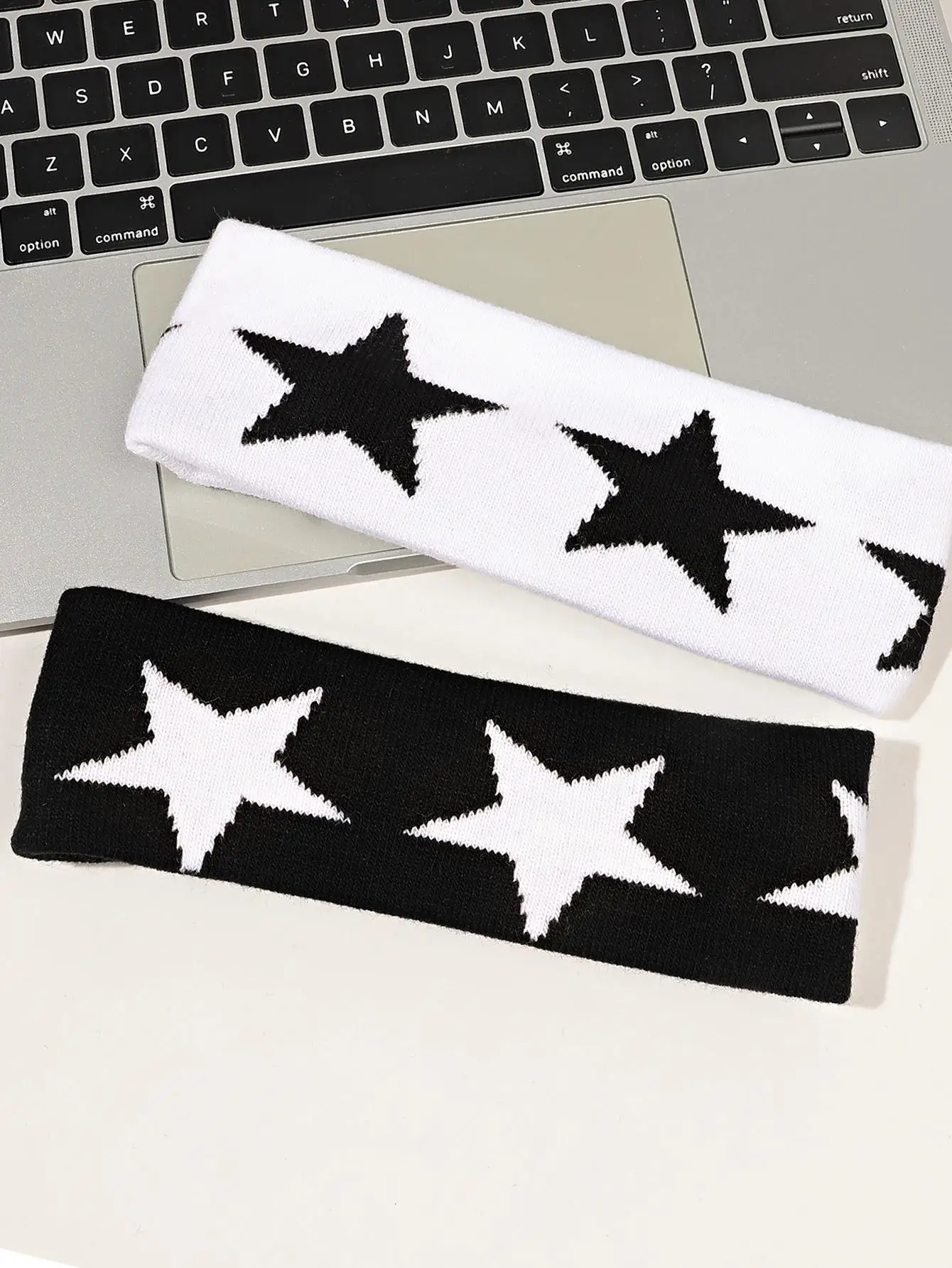 1/2Pcs Black White Star Headbands for Women Girls Yoga Workout No Slip Soft Hair Accessories Head Wraps Fashion Hairbands