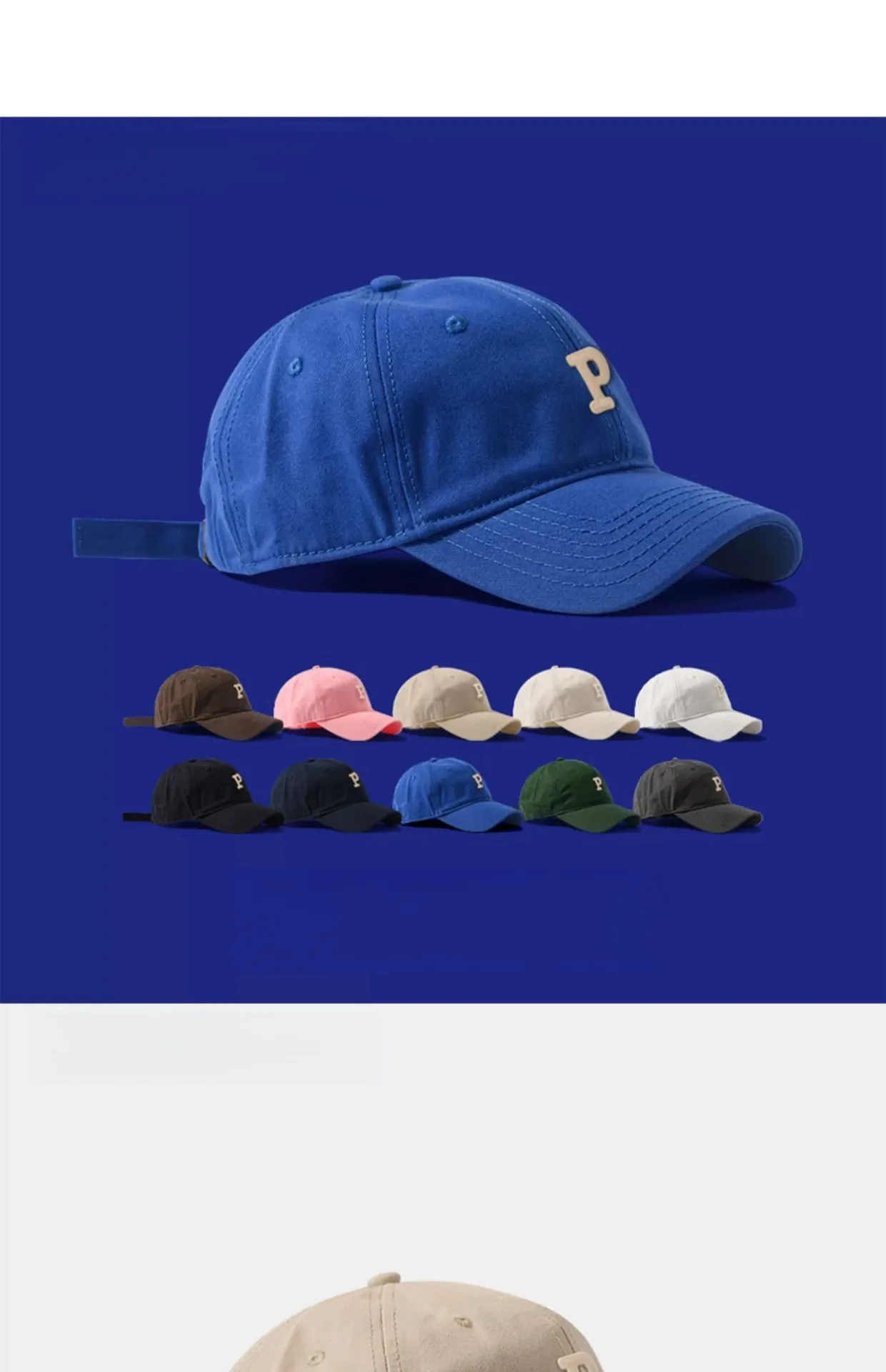 Fashion P Letter Baseball Caps Male Large Size 60cm 63cm Snapback Hats Female Ins Tide Soft Top Big Head Circumference Sun Hat