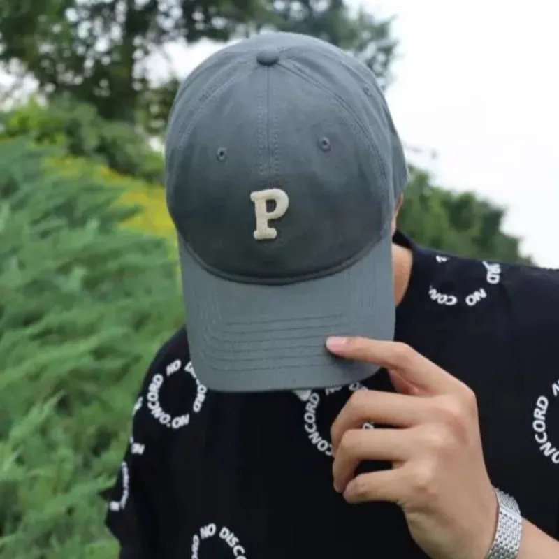 Fashion P Letter Baseball Caps Male Large Size 60cm 63cm Snapback Hats Female Ins Tide Soft Top Big Head Circumference Sun Hat