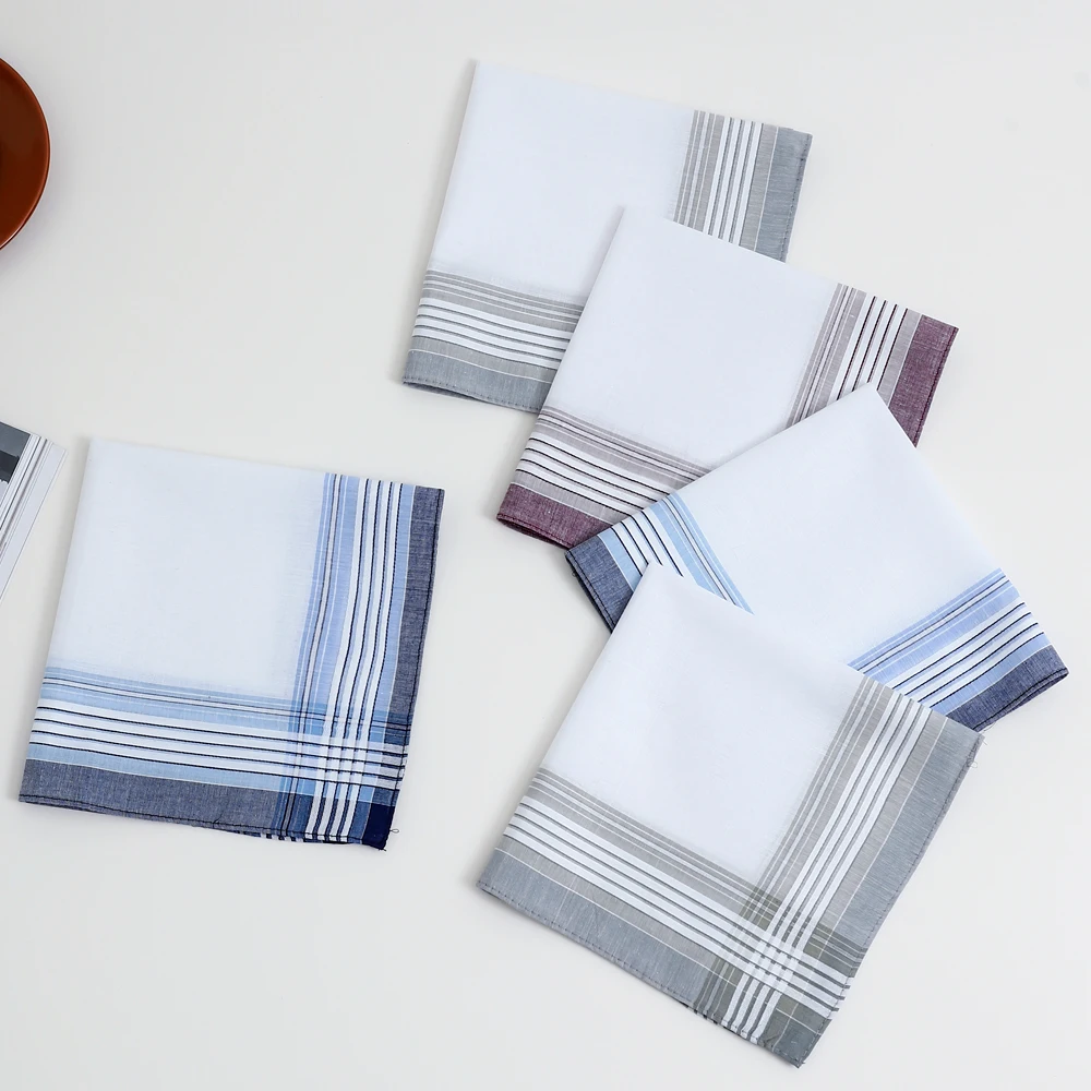 12 Packs of Men's Pure Cotton Handkerchiefs, Soft and Comfortable Handkerchiefs, Wedding Groom's Souvenirs, Sweat-Wiping Flap Pocket Pants Towels