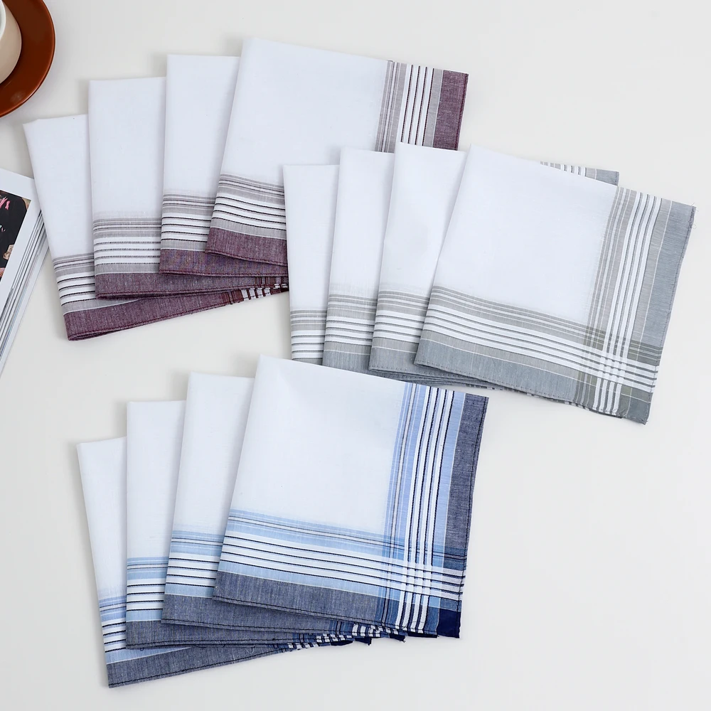 12 Packs of Men's Pure Cotton Handkerchiefs, Soft and Comfortable Handkerchiefs, Wedding Groom's Souvenirs, Sweat-Wiping Flap Pocket Pants Towels