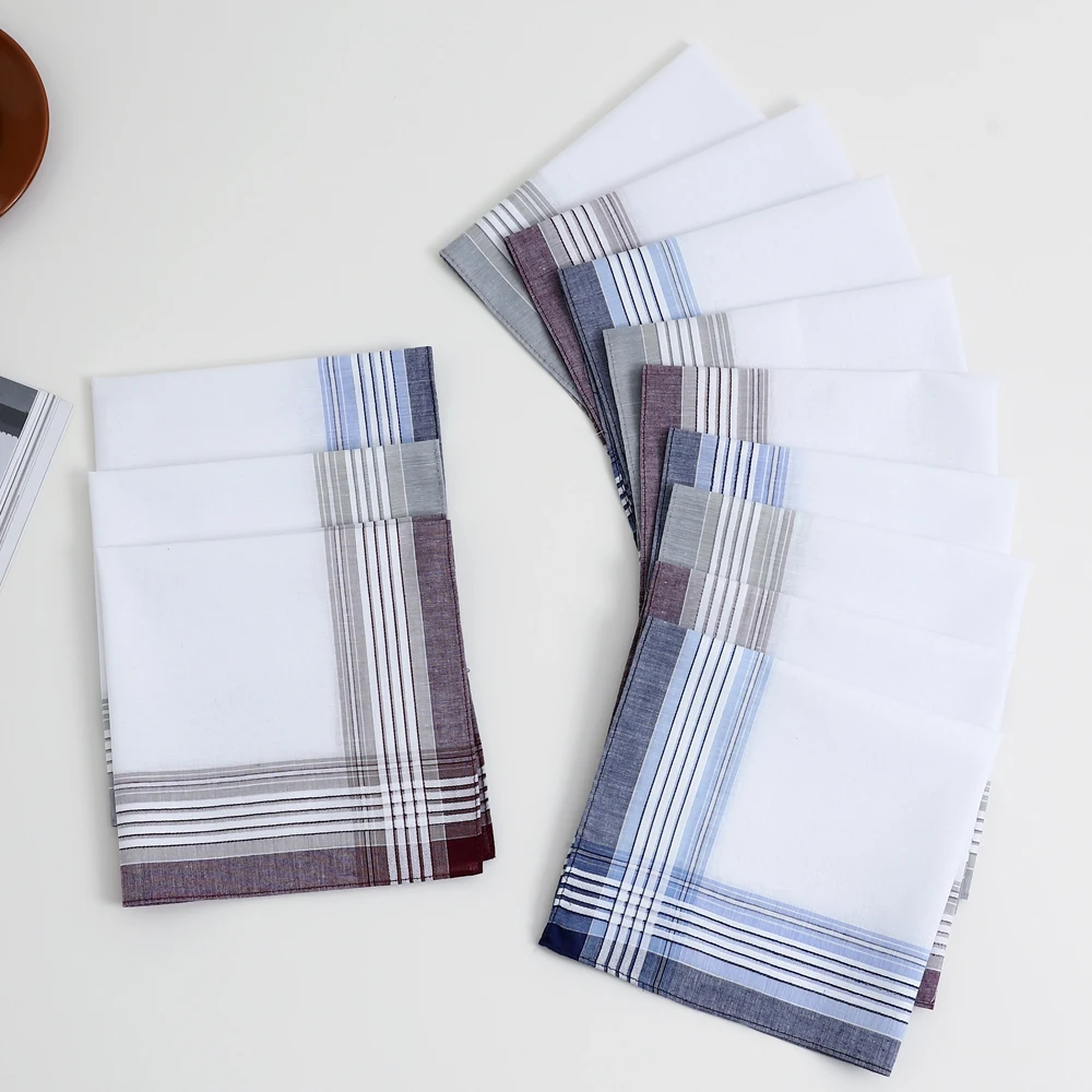 12 Packs of Men's Pure Cotton Handkerchiefs, Soft and Comfortable Handkerchiefs, Wedding Groom's Souvenirs, Sweat-Wiping Flap Pocket Pants Towels