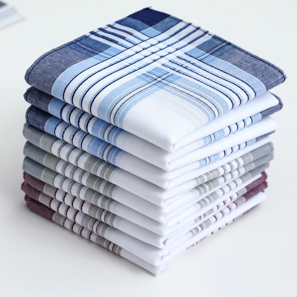 12 Packs of Men's Pure Cotton Handkerchiefs, Soft and Comfortable Handkerchiefs, Wedding Groom's Souvenirs, Sweat-Wiping Flap Pocket Pants Towels
