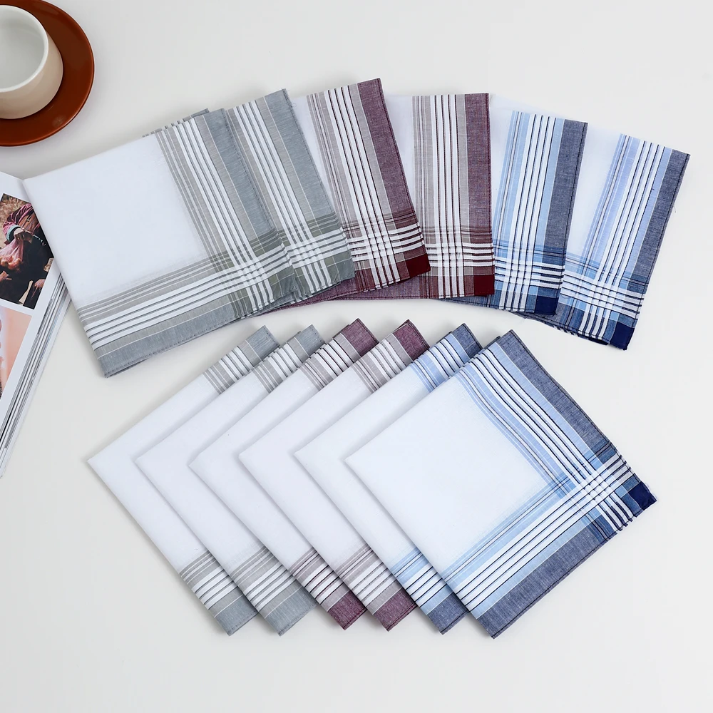 12 Packs of Men's Pure Cotton Handkerchiefs, Soft and Comfortable Handkerchiefs, Wedding Groom's Souvenirs, Sweat-Wiping Flap Pocket Pants Towels