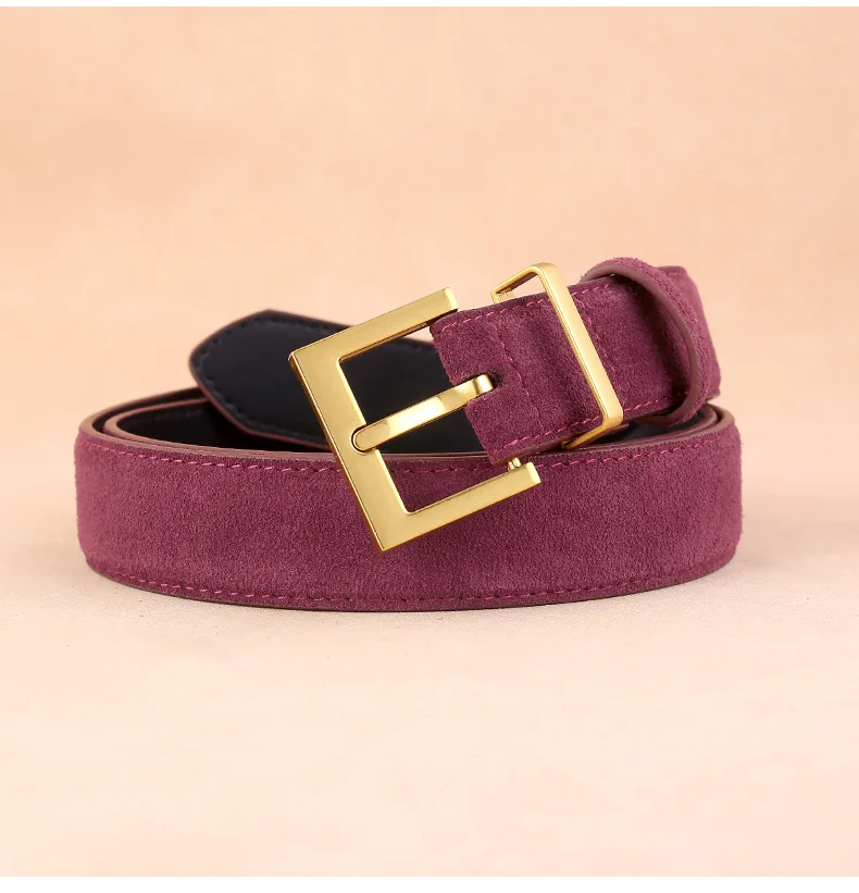 Factory Women's Leather Belt with Needle Buckle Suede Waist Belt Cowhide Versatile Decoration Jeans Waist Belt