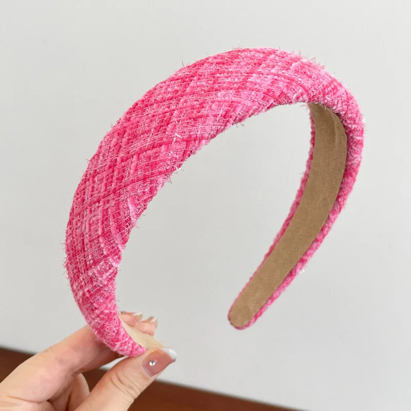 Rose Red Wide-brimmed Sponge Hair Band Women Fairy Temperament Headband Tweed Head Hoop Hairband Princess Girls Hair Accessories