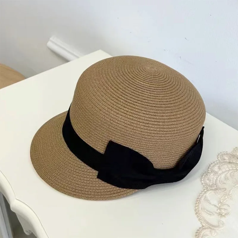 Elegant Straw Hat Women Summer Beach Ladies Casual Long Duck Bowknot Hat Breathable Fashion Sun Hats For Female Equestrian Hat