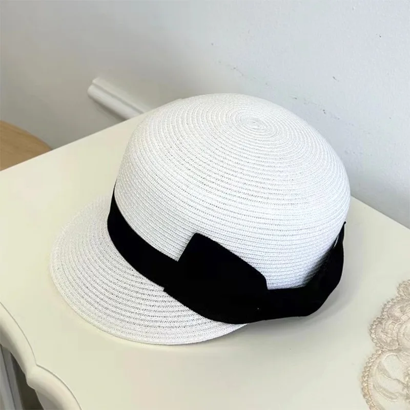 Elegant Straw Hat Women Summer Beach Ladies Casual Long Duck Bowknot Hat Breathable Fashion Sun Hats For Female Equestrian Hat