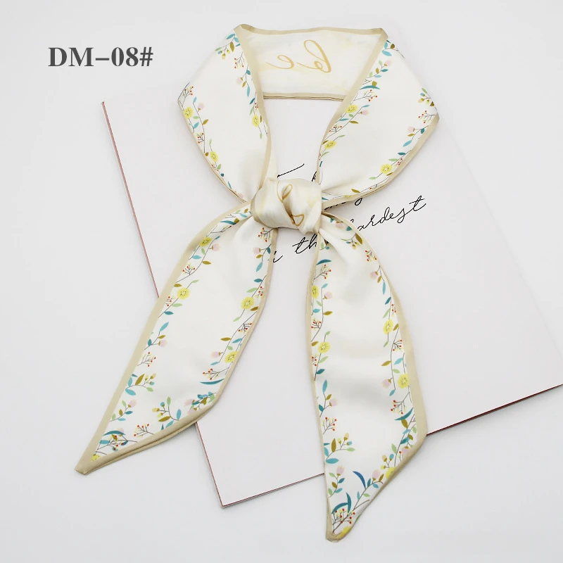Romantic flower season pastoral silk scarf tied for Women, Lightweight Versatile Bandana Style, Daily Office Party Vacation Boho