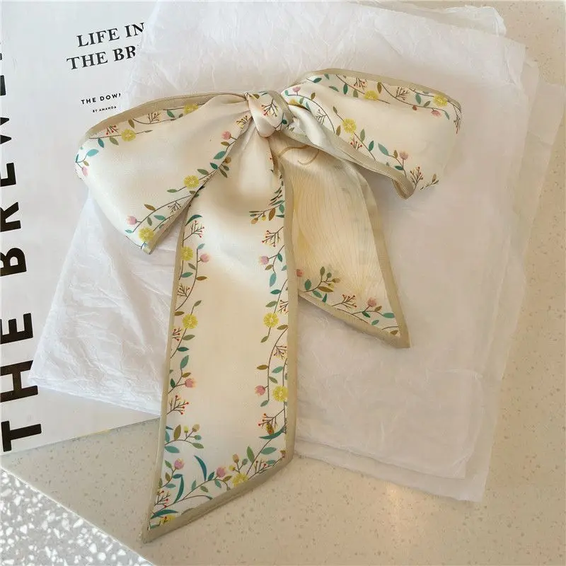 Romantic flower season pastoral silk scarf tied for Women, Lightweight Versatile Bandana Style, Daily Office Party Vacation Boho