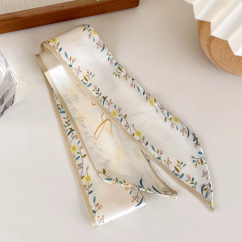 Romantic flower season pastoral silk scarf tied for Women, Lightweight Versatile Bandana Style, Daily Office Party Vacation Boho