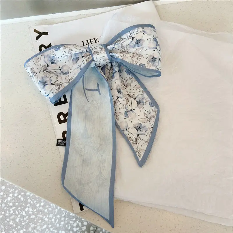 Romantic flower season pastoral silk scarf tied for Women, Lightweight Versatile Bandana Style, Daily Office Party Vacation Boho