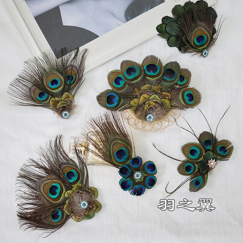 Peacock Women Hair Clip Feather Wedding Headband Headwear Carnival Fancy Dress Hair Pin Hairpin Hair Accessories