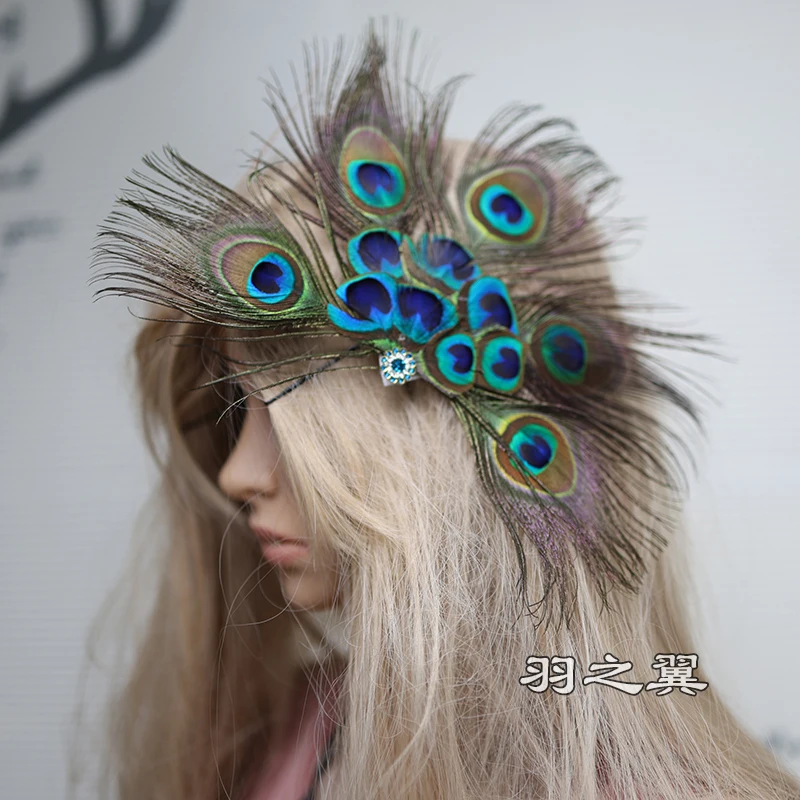 Peacock Women Hair Clip Feather Wedding Headband Headwear Carnival Fancy Dress Hair Pin Hairpin Hair Accessories