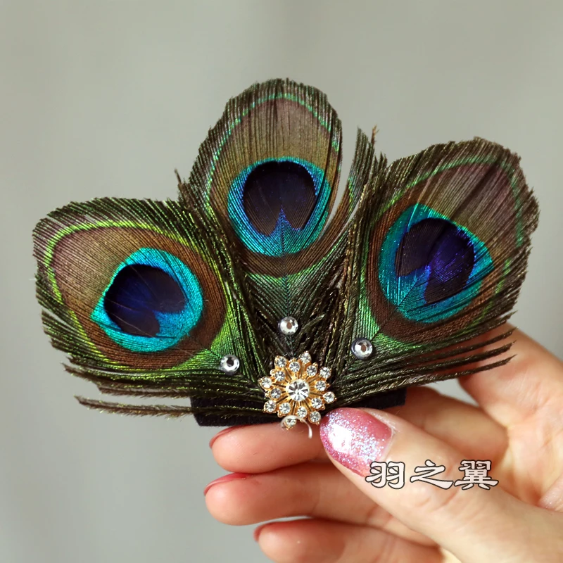 Peacock Women Hair Clip Feather Wedding Headband Headwear Carnival Fancy Dress Hair Pin Hairpin Hair Accessories