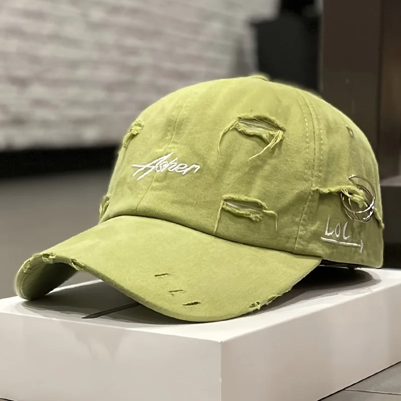 Retro perforated duckbill cap for men and women in spring and summer fashion, simple street baseball cap, trendy perforated