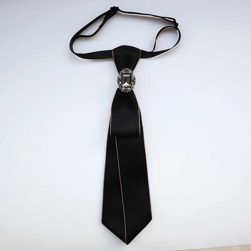Vintage Fabric Bow Tie for Women Crystal Fashion College Style Necktie Shirt Collar School Uniform Tie Jewelry Accessories