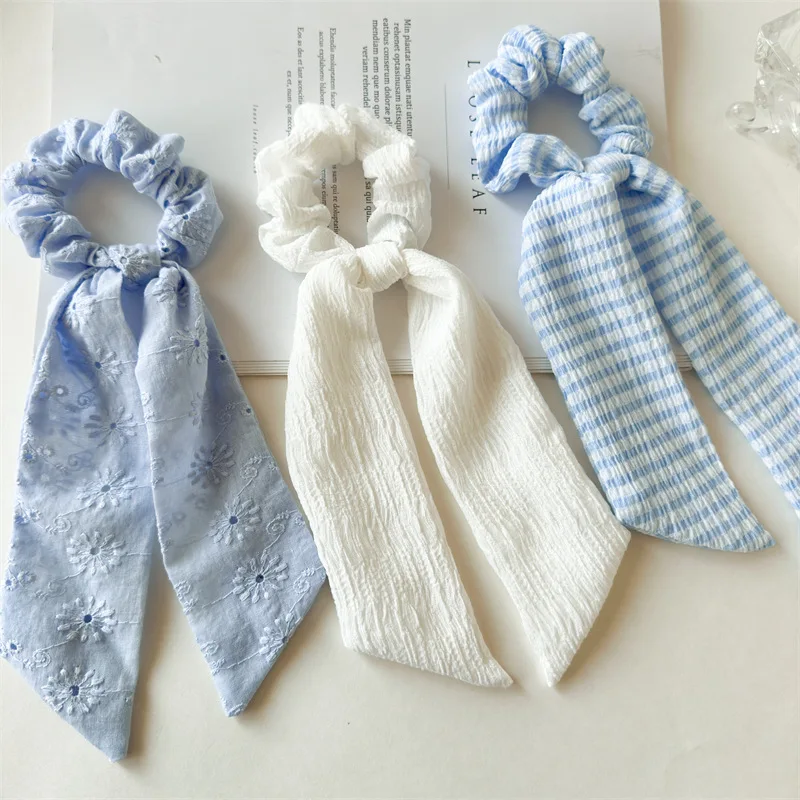 2025 New Year Japanese Mori Girl Style Cute Hair Ribbons For Women Fresh Aesthetic Hair Scrunchies Ribbons For Pigtail