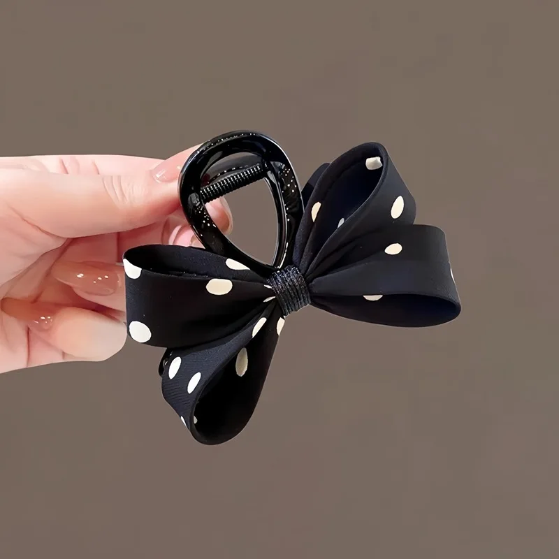 Elegant Lady Bow Hair Claws Crab for Women Dot Print Knot Hairpins Korean Girls Hair Clips Accessories
