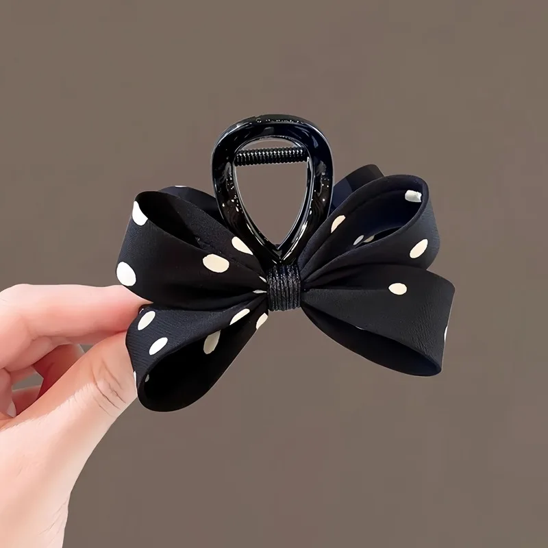 Elegant Lady Bow Hair Claws Crab for Women Dot Print Knot Hairpins Korean Girls Hair Clips Accessories