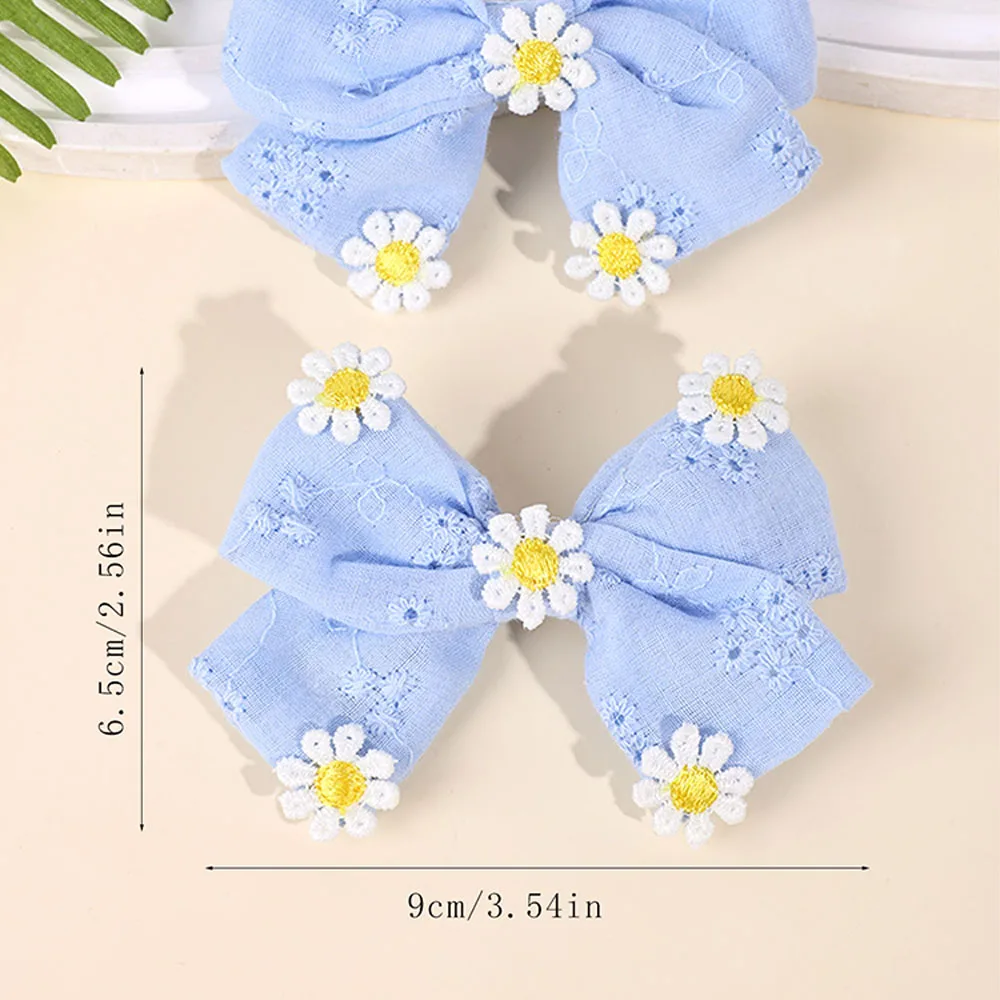 2Pcs Pink Flower Hair Clip Sweet Handmade 100% Cotton Ribbon Floral Bow Hairpin For Girl Children Baby Accessories Kids Headwear