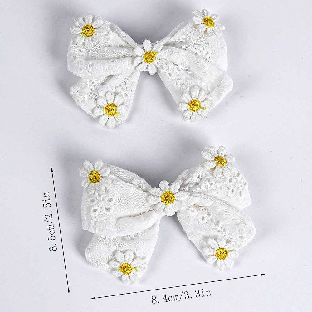 2Pcs Pink Flower Hair Clip Sweet Handmade 100% Cotton Ribbon Floral Bow Hairpin For Girl Children Baby Accessories Kids Headwear