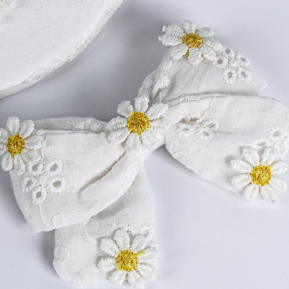 2Pcs Pink Flower Hair Clip Sweet Handmade 100% Cotton Ribbon Floral Bow Hairpin For Girl Children Baby Accessories Kids Headwear