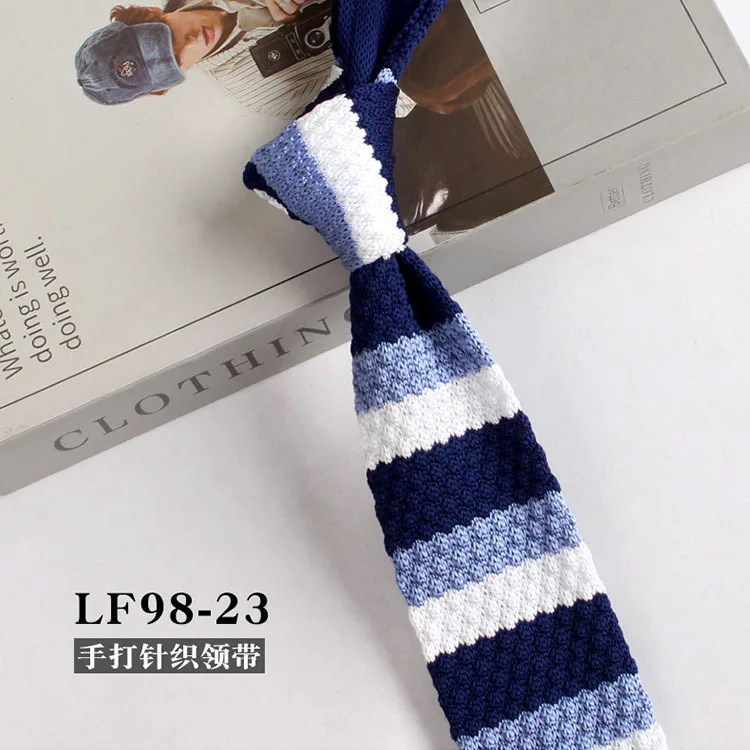 Striped Knitted Neckties For Men Narrow Retro Knitting Neck Tie Korean Style Casual Cravat Shirts Accessories Suit Neckwear