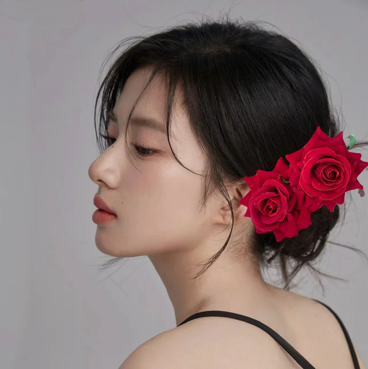 1pc Velvet Rose Hair Clip, Metal Brush Hairpin Hair Comb, Vacation Wedding Hair Ornament