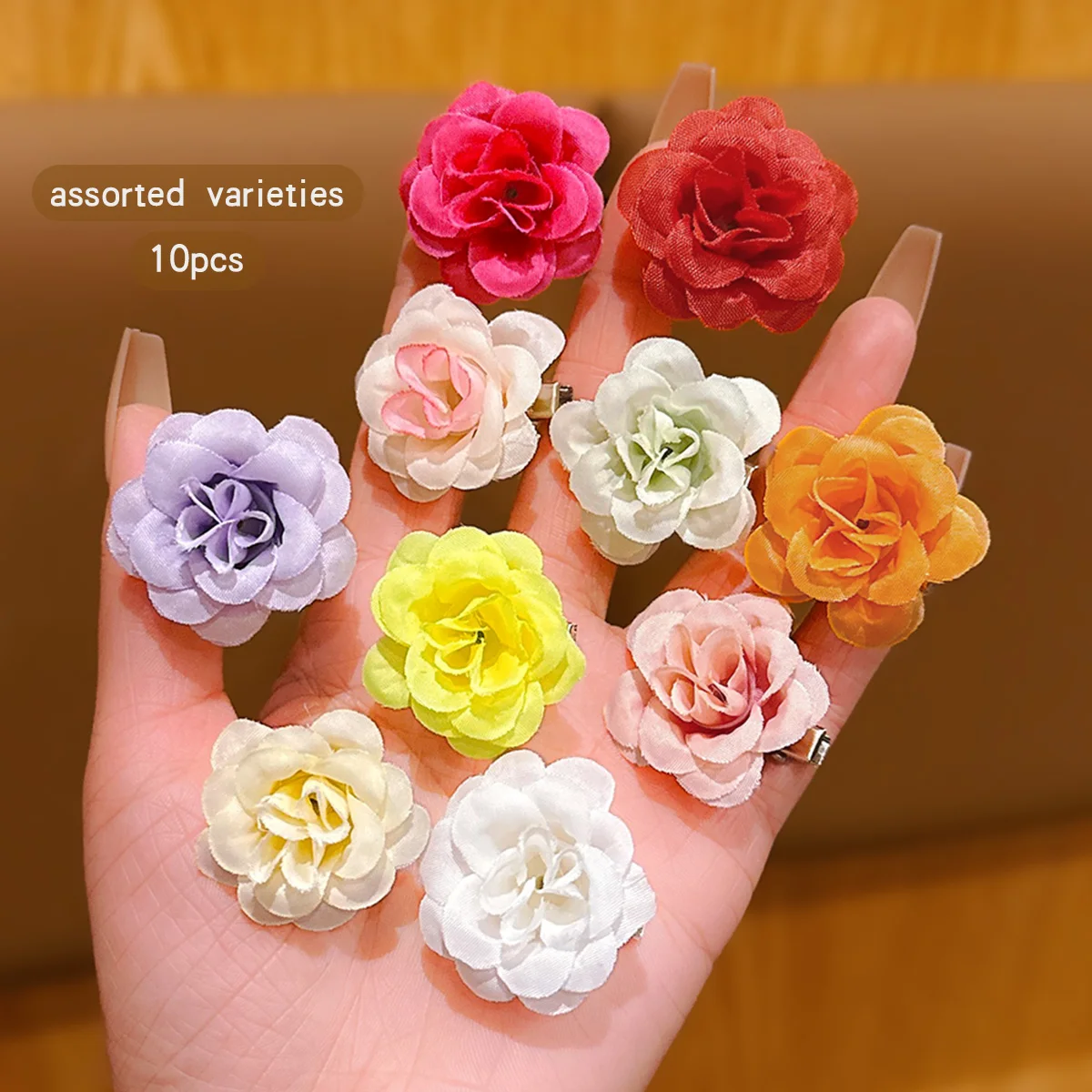 10 Sweet and Cute Colorful Random Flower Hair Clips for Daily Use Hair Accessories