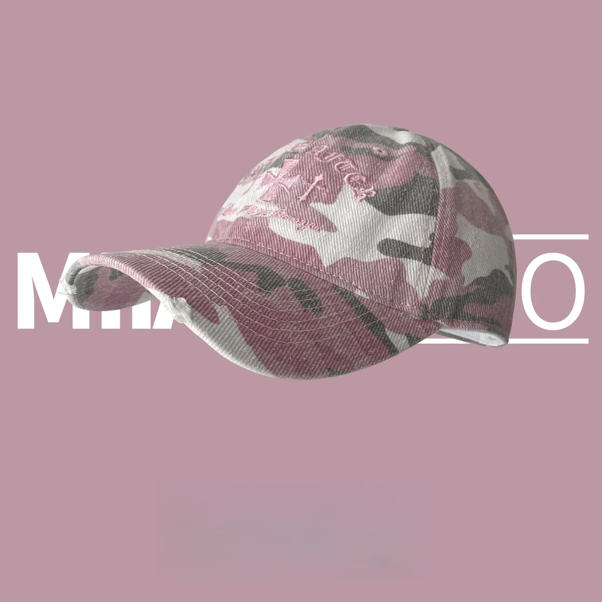 Retro old cross-stitch camouflage baseball cap for men and women matching face small new casual soft top Sun baseball cap