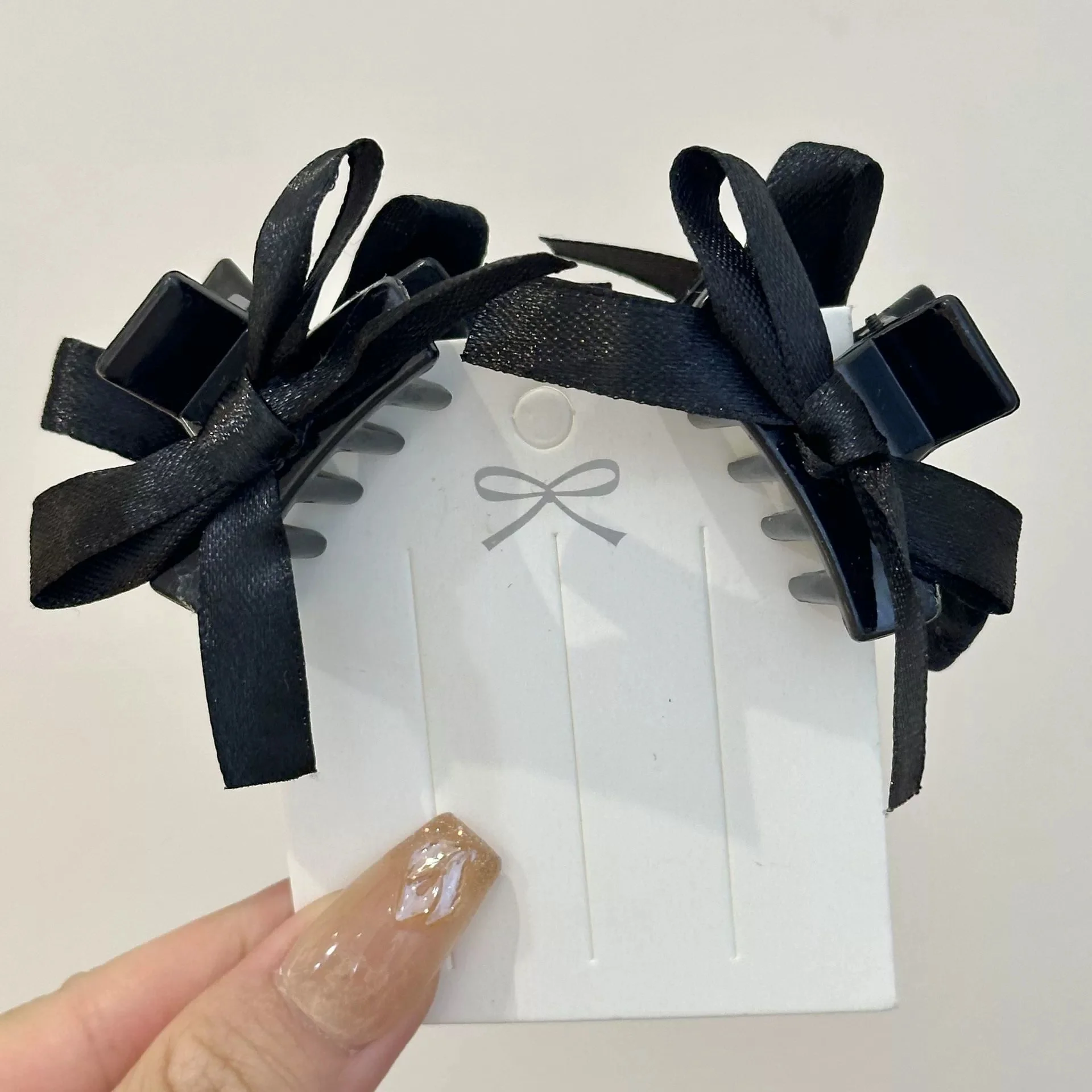 2Pcs Women Small Bow Hair Claw Clips Sweet Princess Headwear Fringe Hair Clips Barrettes for Girls Fashion Hair Accessories