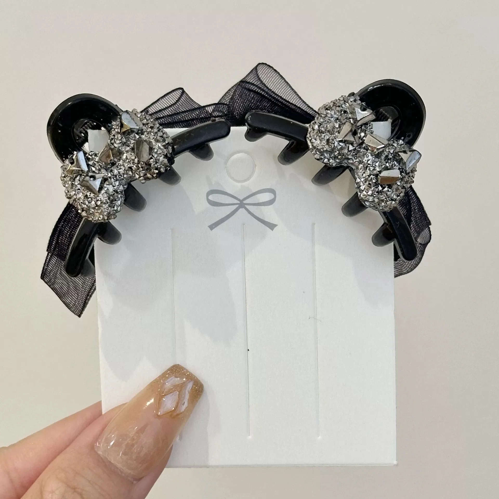 2Pcs Women Small Bow Hair Claw Clips Sweet Princess Headwear Fringe Hair Clips Barrettes for Girls Fashion Hair Accessories