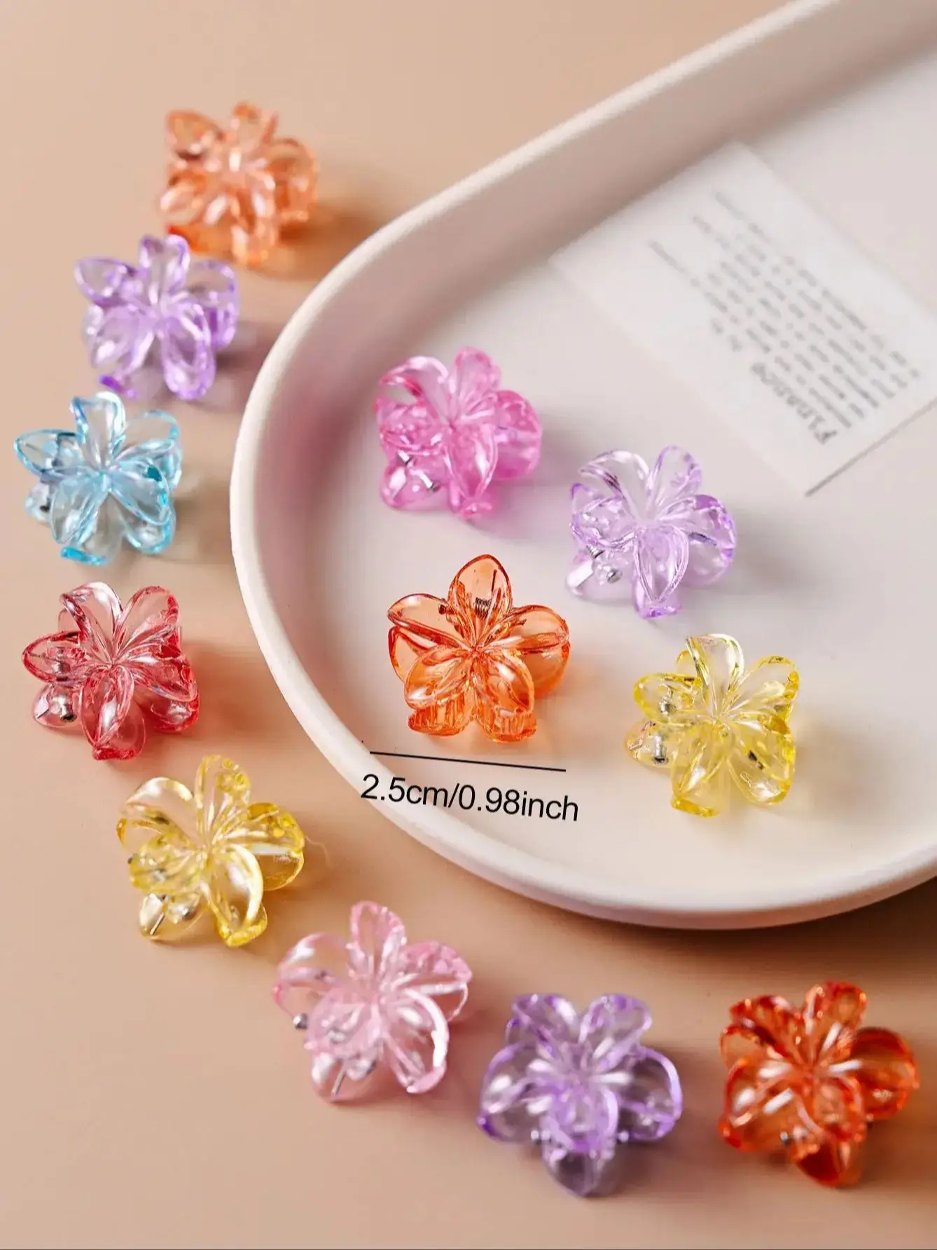 10pcs Girs Cute Colorful Transparent Flower Small Hair Claw Clip Lovely Hair Bang Side Clips Hairpin Barrette Hair Accessories