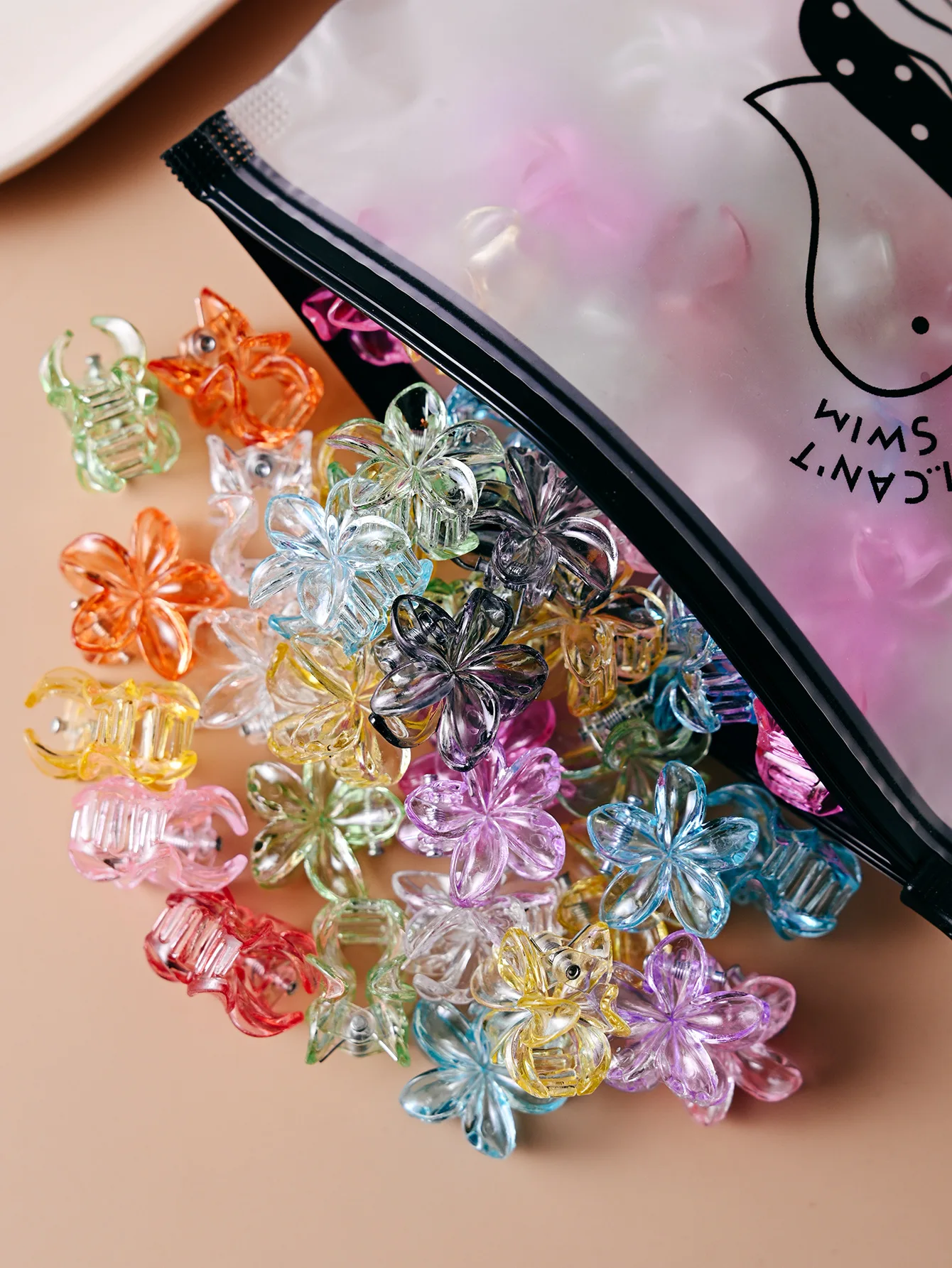 10pcs Girs Cute Colorful Transparent Flower Small Hair Claw Clip Lovely Hair Bang Side Clips Hairpin Barrette Hair Accessories