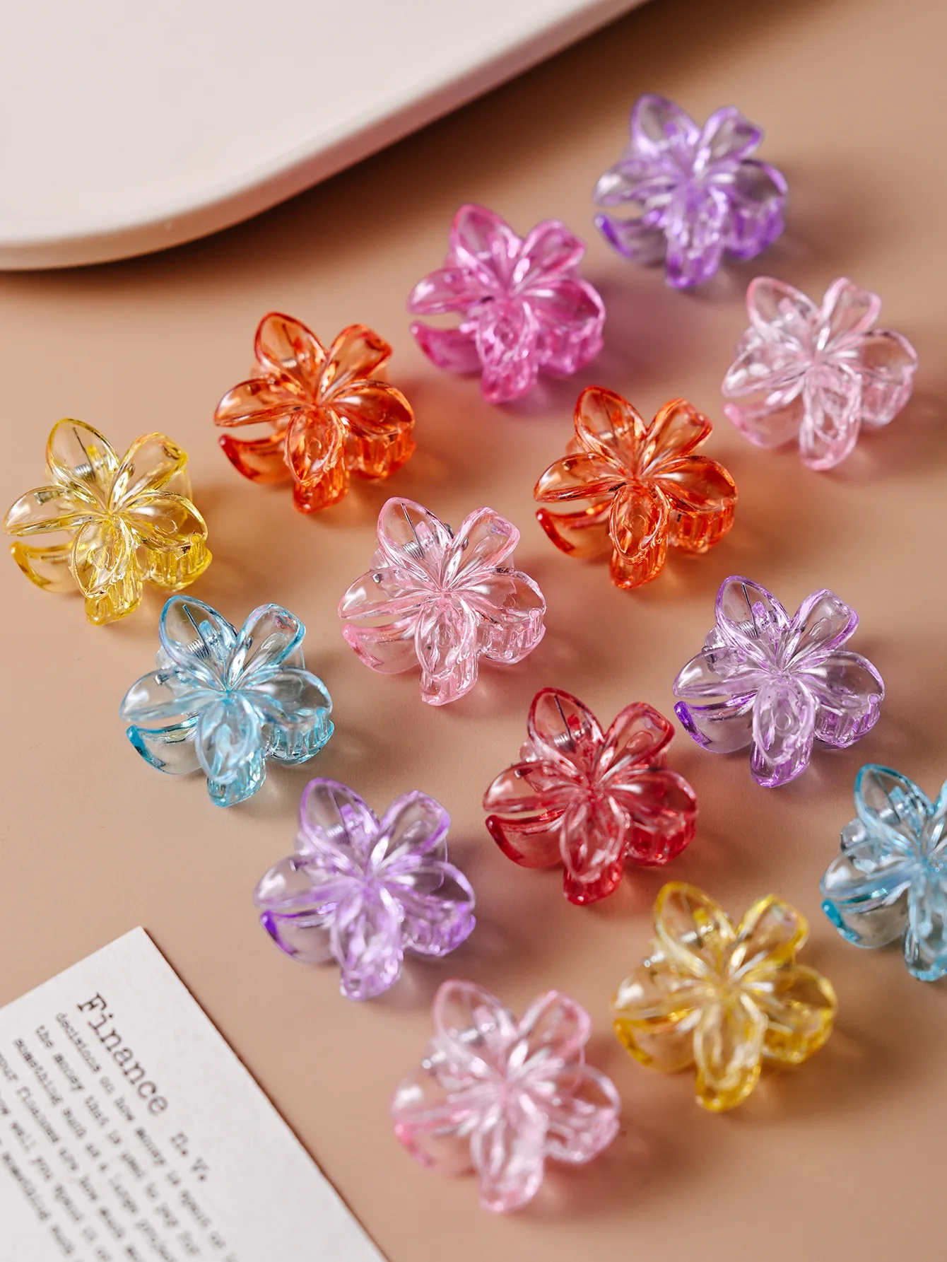 10pcs Girs Cute Colorful Transparent Flower Small Hair Claw Clip Lovely Hair Bang Side Clips Hairpin Barrette Hair Accessories