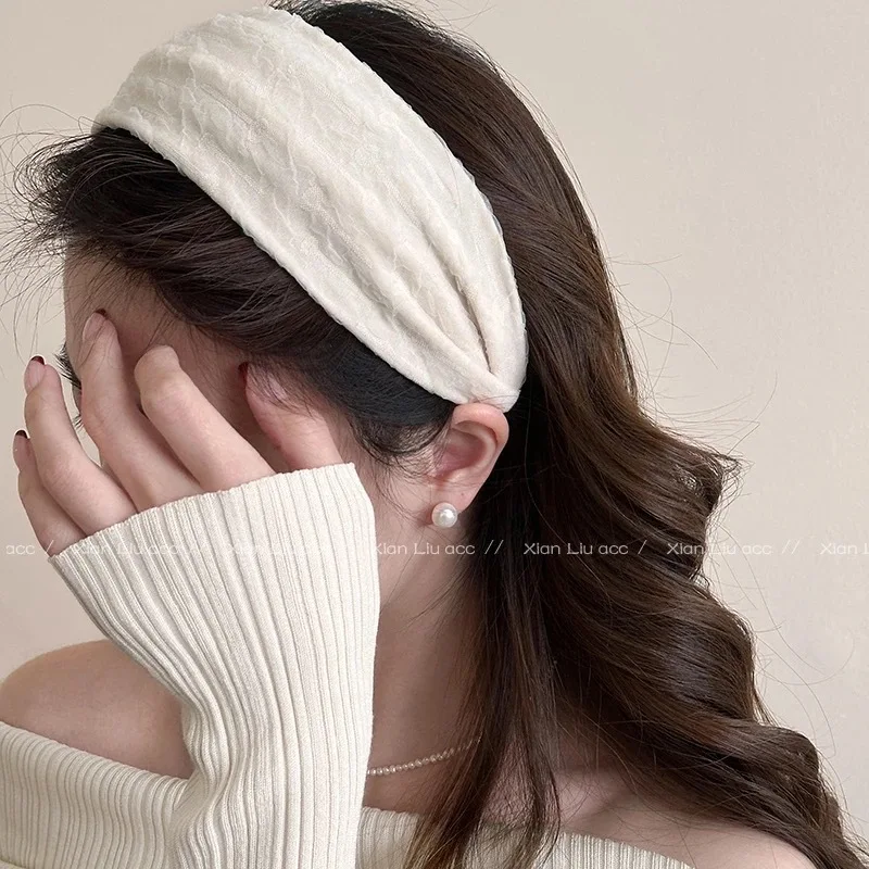 2025 Korea Elegant Chiffon Wide Hairbands Headband Women Girls Gift Scrunchie Hair Head Hoop Band Accessories Headdress Headwear