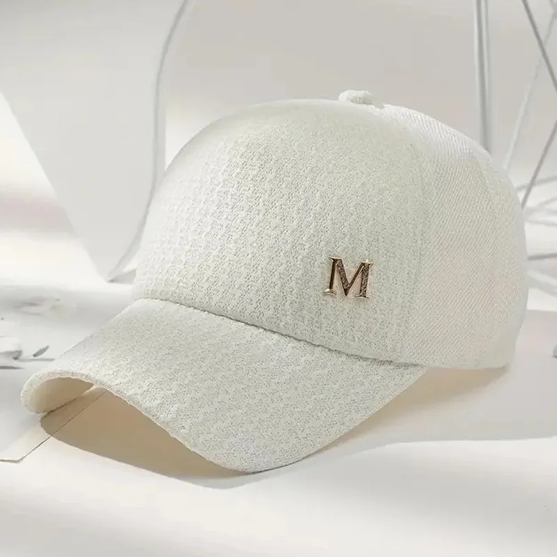 Letter M Decor Baseball Cap Trendy Solid Color Mesh Hats Lightweight Breathable Trucker Hats For Women Daily Use Spring & Summer