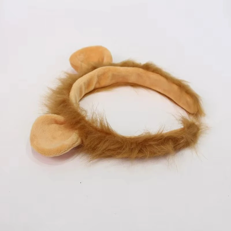 Woman Plush Lion Ear Headband Carnivals Cosplay Animes Character Hair Decor Makeup Live Broadcast Cosplay Party Headpieces