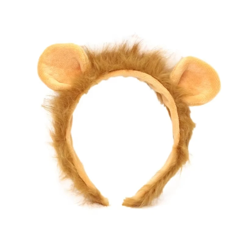 Woman Plush Lion Ear Headband Carnivals Cosplay Animes Character Hair Decor Makeup Live Broadcast Cosplay Party Headpieces