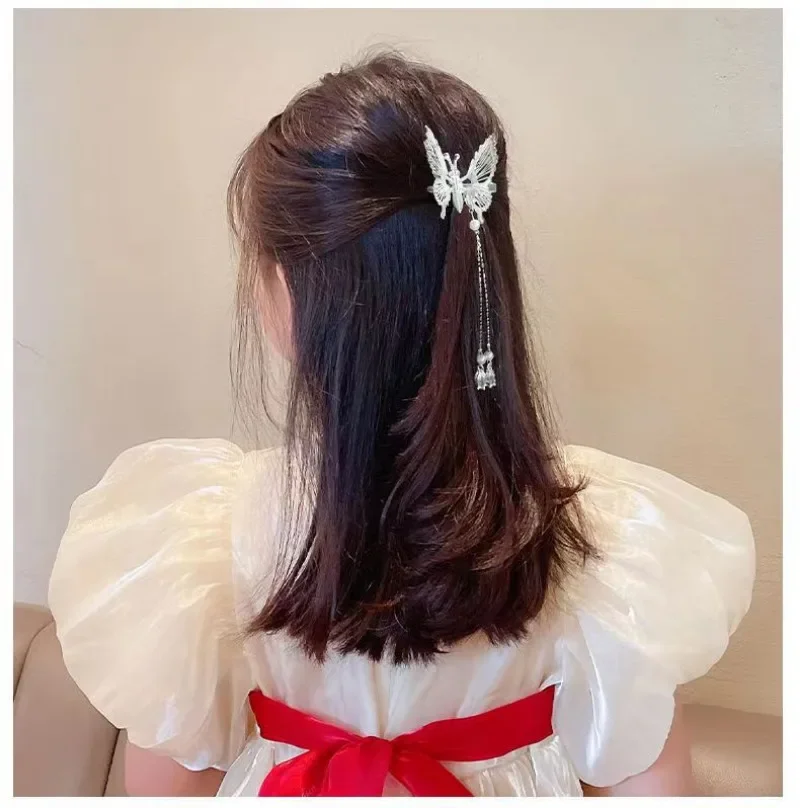 2pcs/set Women Butterfly Hairpin Vintage Elegant Tassel Hair Clip Moving for Girls Bangs Side Clip Trembling Hairpin Headdress