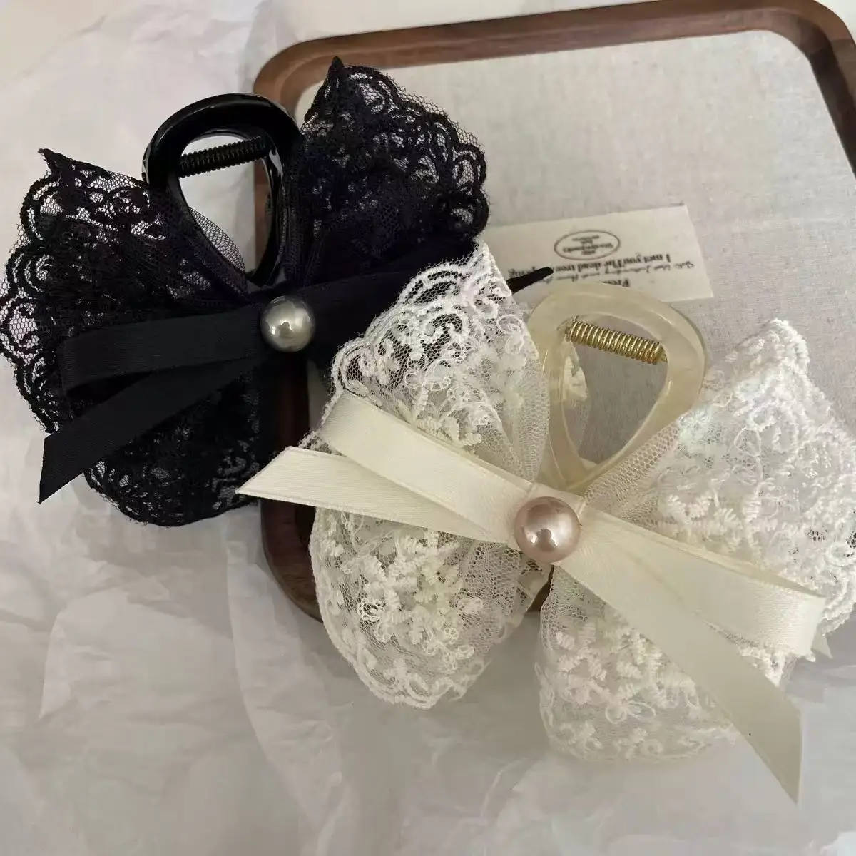 1pc French Super Fairy Lace Bow Hairpin Princess Hair Grab, Half Tie Hairpin Hair Shark Clip on the Back of the Head