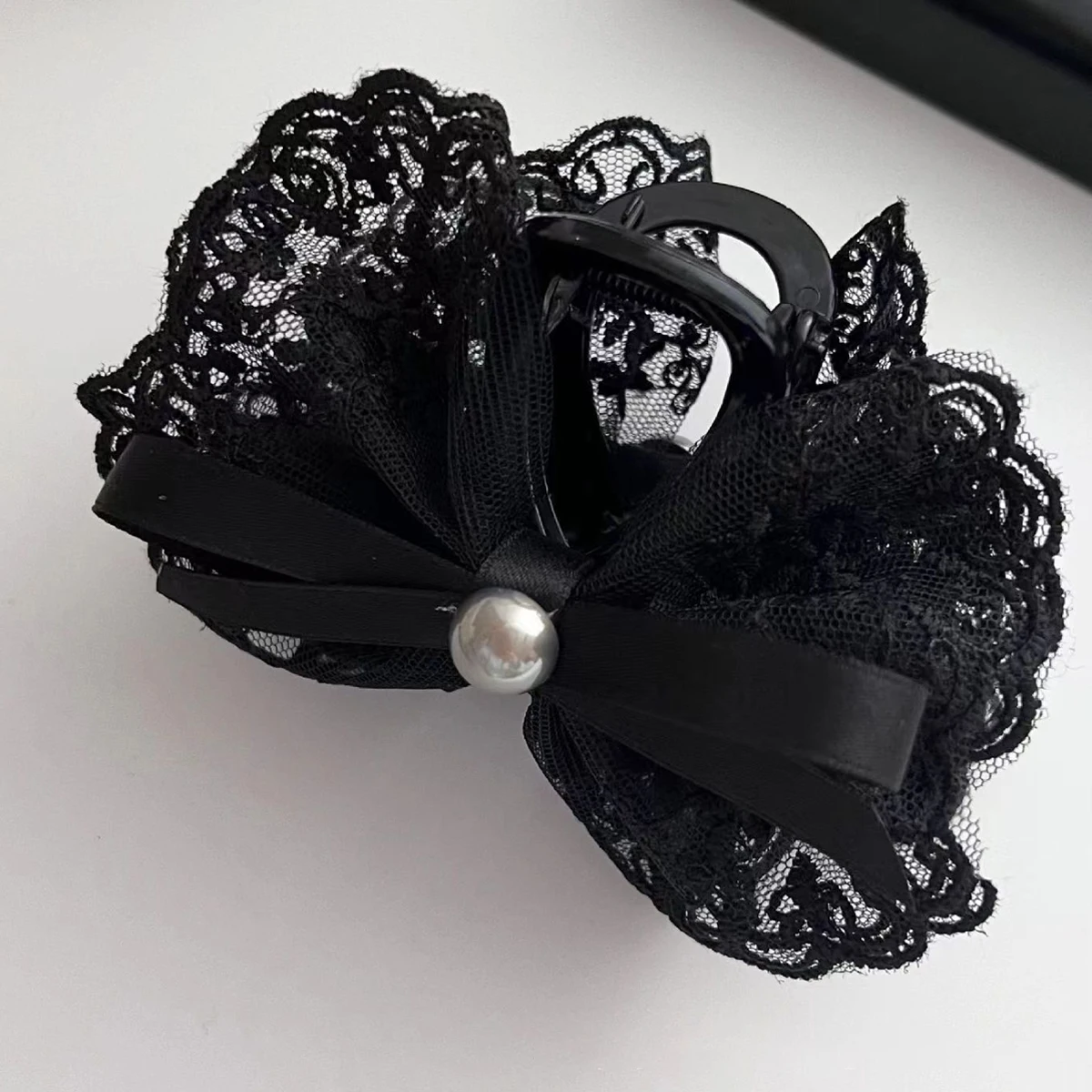 1pc French Super Fairy Lace Bow Hairpin Princess Hair Grab, Half Tie Hairpin Hair Shark Clip on the Back of the Head