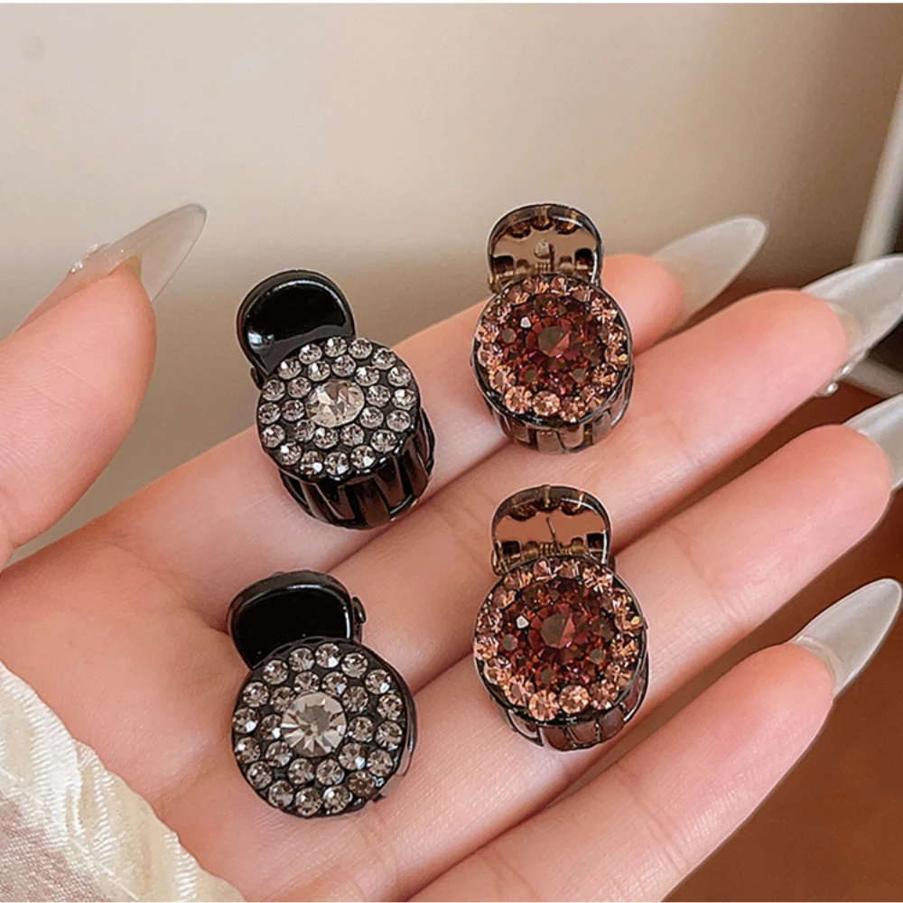 1Pc Mini Round Rhinestone Hair Claw Retro Zircon Women Girls Claw Clip Small Hairpins Hair Crabs Girls Hair Accessories Jewelry